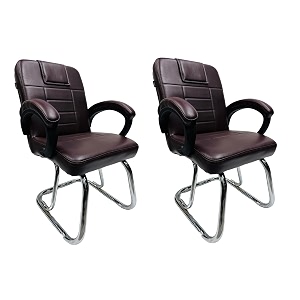 goyal steel amp furniture executive office chair home study reception library chair with arm rest and cushioned seat back 2 coffee double pipe frame