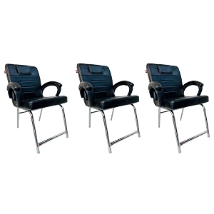 goyal steel amp furniture executive office chair home study reception library chair with arm rest and cushioned seat back 3 black h frame