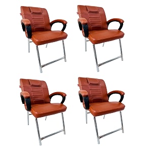 goyal steel amp furniture executive office chair home study reception library chair with arm rest and cushioned seat back 4 brown h frame