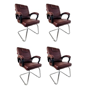 goyal steel amp furniture executive office chair home study reception library chair with arm rest and cushioned seat back 4 coffee single pipe frame