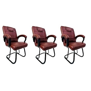 goyal steel amp furniture executive office chair home study reception library chair with arm rest and cushioned seat back 3 tan powder coated double pipe frame