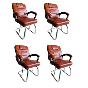 goyal steel amp furniture executive office chair home study reception library chair with arm rest and cushioned seat back 4 tan double pipe frame