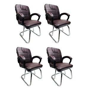 goyal steel amp furniture executive office chair home study reception library chair with arm rest and cushioned seat back 4 coffee double pipe frame