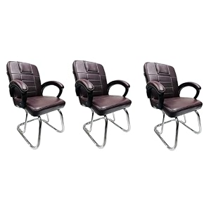 goyal steel amp furniture executive office chair home study reception library chair with arm rest and cushioned seat back 3 coffee double pipe frame