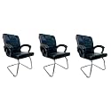 Goyal steel &amp; furniture Executive Office Chair Home Study Reception Library Chair with arm Rest and Cushioned seat Back (3, Black, Single Pipe Frame)