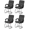 Goyal steel &amp; furniture Executive Office Chair Home Study Reception Library Chair with arm Rest and Cushioned seat Back (4, White Black, Double Pipe Frame)