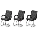 Goyal steel & furniture Executive Office Chair Home Study Reception Library Chair with arm Rest and Cushioned seat Back (3, White Black, Double Pipe Frame)