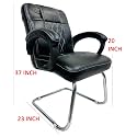 Goyal steel &amp; furniture Executive Office Chair Home Study Reception Library Chair with arm Rest and Cushioned seat Back (1, White Black, Single Pipe Frame)