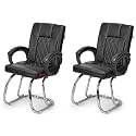 Goyal steel &amp; furniture Executive Office Chair Home Study Reception Library Chair with arm Rest and Cushioned seat Back (2, White Black, Double Pipe Frame)