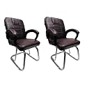 Goyal steel &amp; furniture Executive Office Chair Home Study Reception Library Chair with arm Rest and Cushioned seat Back (2, Coffee, Double Pipe Frame)