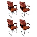 Goyal steel &amp; furniture Executive Office Chair Home Study Reception Library Chair with arm Rest and Cushioned seat Back (4, Brown, Single Pipe Frame)