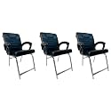 Goyal steel &amp; furniture Executive Office Chair Home Study Reception Library Chair with arm Rest and Cushioned seat Back (3, Black, H Frame)