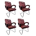 Goyal steel &amp; furniture Executive Office Chair Home Study Reception Library Chair with arm Rest and Cushioned seat Back (4, Tan, Single Pipe Frame)