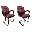 Goyal steel &amp; furniture Executive Office Chair Home Study Reception Library Chair with arm Rest and Cushioned seat Back (2, Tan, Powder Coated Double Pipe Frame)