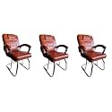 Goyal steel &amp; furniture Executive Office Chair Home Study Reception Library Chair with arm Rest and Cushioned seat Back (3, Tan, Double Pipe Frame)