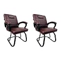 Goyal steel &amp; furniture Executive Office Chair Home Study Reception Library Chair with arm Rest and Cushioned seat Back (2, Coffee, Powder Coated Double Pipe Frame)