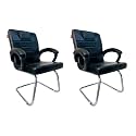 Goyal steel &amp; furniture Executive Office Chair Home Study Reception Library Chair with arm Rest and Cushioned seat Back (2, Black, Single Pipe Frame)