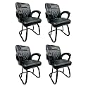Goyal steel &amp; furniture Executive Office Chair Home Study Reception Library Chair with arm Rest and Cushioned seat Back (4, White Black, Powder Coated Double Pipe Frame)