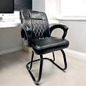 Goyal steel &amp; furniture Executive Office Chair Home Study Reception Library Chair with arm Rest and Cushioned seat Back (1, White Black, Powder Coated Double Pipe Frame)