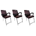Goyal steel &amp; furniture Executive Office Chair Home Study Reception Library Chair with arm Rest and Cushioned seat Back (3, Coffee, H Frame)