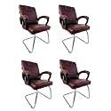 Goyal steel &amp; furniture Executive Office Chair Home Study Reception Library Chair with arm Rest and Cushioned seat Back (4, Coffee, Single Pipe Frame)