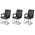 Goyal steel &amp; furniture Executive Office Chair Home Study Reception Library Chair with arm Rest and Cushioned seat Back (3, Black, Double Pipe Frame)