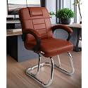 Goyal steel &amp; furniture Executive Office Chair Home Study Reception Library Chair with arm Rest and Cushioned seat Back Chair (1, Brown, Double Pipe Frame)