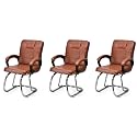 Goyal steel &amp; furniture Executive Office Chair Home Study Reception Library Chair with arm Rest and Cushioned seat Back (3, Brown, Double Pipe Frame)