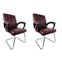 Goyal steel &amp; furniture Executive Office Chair Home Study Reception Library Chair with arm Rest and Cushioned seat Back (2, Coffee, Single Pipe Frame)