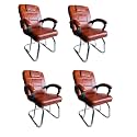 Goyal steel &amp; furniture Executive Office Chair Home Study Reception Library Chair with arm Rest and Cushioned seat Back (4, Tan, Double Pipe Frame)