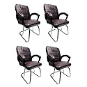 Goyal steel &amp; furniture Executive Office Chair Home Study Reception Library Chair with arm Rest and Cushioned seat Back (4, Coffee, Double Pipe Frame)
