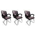 Goyal steel &amp; furniture Executive Office Chair Home Study Reception Library Chair with arm Rest and Cushioned seat Back (3, Coffee, Double Pipe Frame)