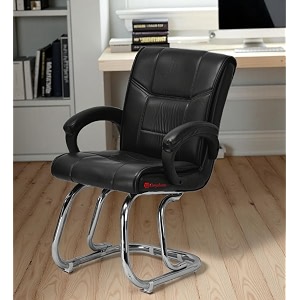 goyal steel amp furniture executive office visitor chair home study reception school chair with arm rest and cushioned seat back 1 black double pipe frame