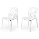 Goyal steel &amp; furniture Plastic Web Chair Outdoor Without Arm Chair (Jali) Gloss Finish Standard Chair for Home Reception Study Office Plastic Chair (2, White, Standard)