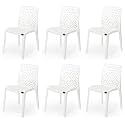 Goyal steel &amp; furniture Plastic Web Chair Outdoor Without Arm Chair (Jali) Gloss Finish Standard Chair for Home Reception Study Office Plastic Chair (6, White, Standard)