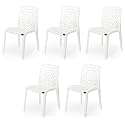 Goyal steel &amp; furniture Plastic Chair Outdoor Without Arm Chair (Jali) Gloss Finish Standard Chair for Home Reception Study Office Plastic Chair (5, White, Standard)