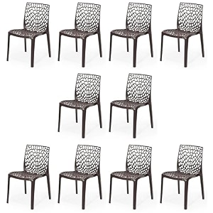 goyal steel amp furniture plastic web chair outdoor without arm chair jali gloss finish standard chair for home reception study office plastic chair 10 brown standard