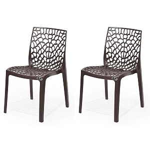 goyal steel amp furniture plastic web chair outdoor without arm chair jali gloss finish standard chair for home reception study office plastic chair 2 brown standard