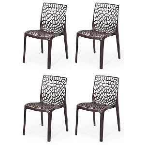 goyal steel amp furniture plastic web chair outdoor without arm chair jali gloss finish standard chair for home reception study office plastic chair 4 brown standard