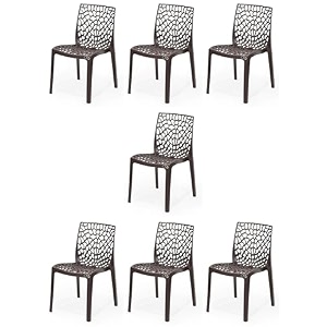 goyal steel amp furniture plastic web chair outdoor without arm chair jali gloss finish standard chair for home reception study office plastic chair 7 brown standard