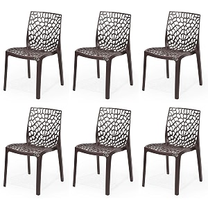 goyal steel amp furniture plastic web chair outdoor without arm chair jali gloss finish standard chair for home reception study office plastic chair 6 brown standard