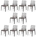 Goyal steel &amp; furniture Plastic Web Chair Outdoor Without Arm Chair (Jali) Gloss Finish Standard Chair for Home Reception Study Office Plastic Chair (10, Brown, Standard)