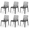 Goyal steel &amp; furniture Plastic Web Chair Outdoor Without Arm Chair (Jali) Gloss Finish Standard Chair for Home Reception Study Office Plastic Chair (6, Black, Standard)