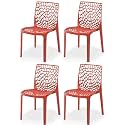 Goyal steel &amp; furniture Plastic Web Designer, Outdoor Without Arm Chair (Jali) Gloss Finish Standard Chair for Home Reception Study Office Plastic Chair (4, Red, Standard)