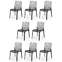 Goyal steel &amp; furniture Plastic Web Chair Outdoor Without Arm Chair (Jali) Gloss Finish Standard Chair for Home Reception Study Office Plastic Chair (8, Black, Standard)