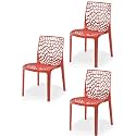 Goyal steel &amp; furniture Plastic Web Designer,Outdoor Without Arm Chair (Jali) Gloss Finish Standard Chair for Home Reception Study Office Plastic Chair (3, Red, Standard)