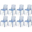 Goyal steel &amp; furniture Plastic Web Chair Outdoor Without Arm Chair (Jali) Gloss Finish Standard Chair for Home Reception Study Office Plastic Chair (8, Blue, Standard)