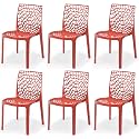 Goyal steel &amp; furniture Plastic Web Chair Outdoor Without Arm Chair (Jali) Gloss Finish Standard Chair for Home Reception Study Office Plastic Chair (6, Red, Standard)