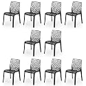 Goyal steel &amp; furniture Plastic Web Chair Outdoor Without Arm Chair (Jali) Gloss Finish Standard Chair for Home Reception Study Office Plastic Chair (10, Black, Standard)