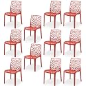 Goyal steel &amp; furniture Plastic Web Designer, Outdoor Without Arm Chair (Jali) Gloss Finish Standard Chair for Home Reception Study Office Plastic Chair (11, Red, Standard)